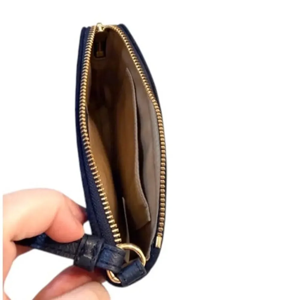 Talbots Navy Wool Wristlet Pouch Deck the Halls Holiday Wristlet Bag Zip EUC